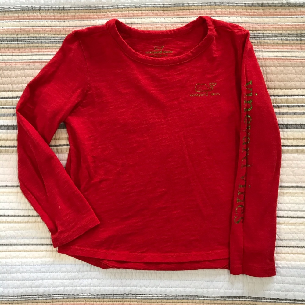 Vineyard Vines Girls Red Long Sleeve T
